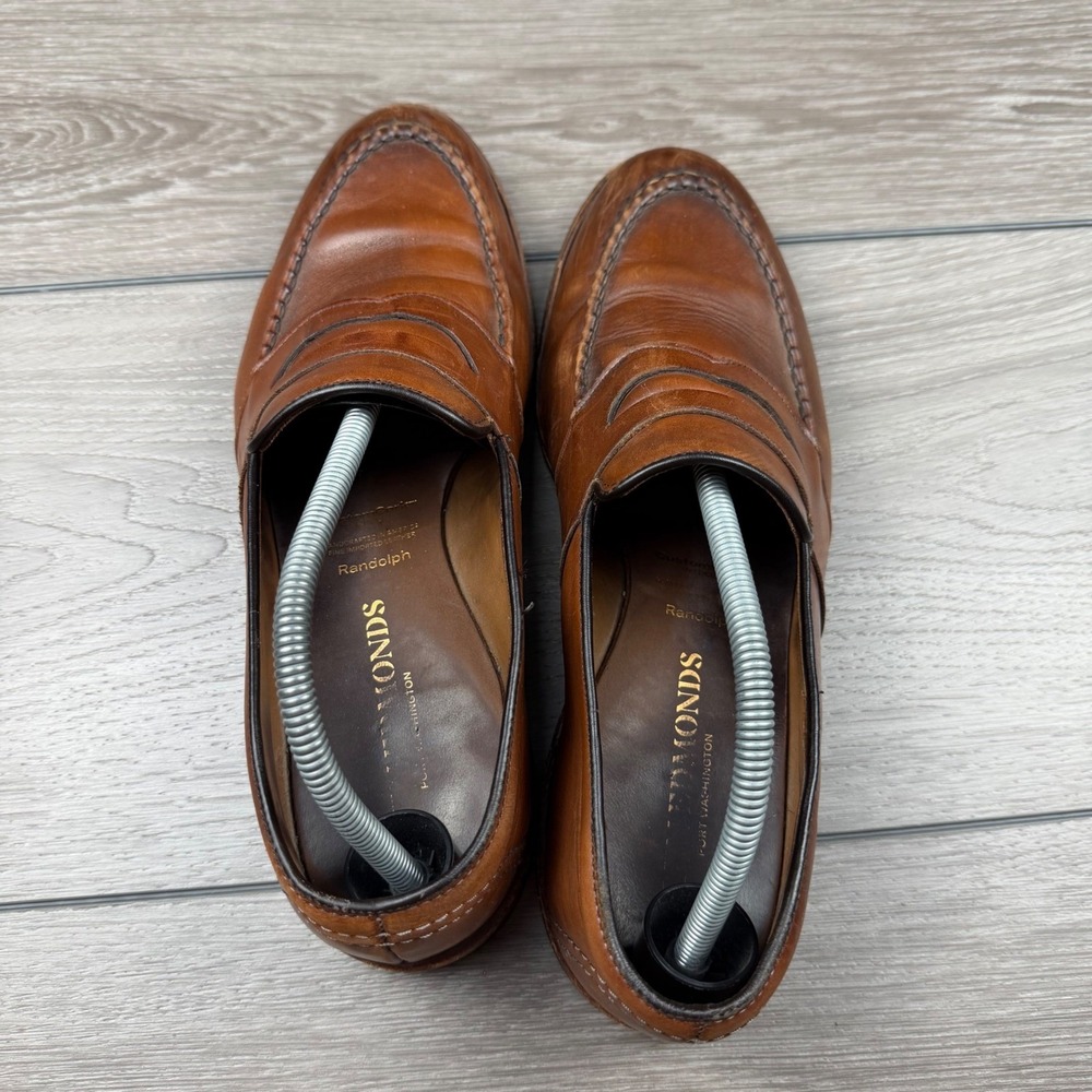 Allen Edmonds Mens Randolph Loafers Full Strap Penny Leather Brown US 10.5 D - Picture 7 of 11